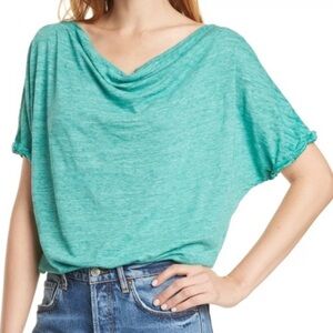 NWOT We the Free Boxy Oversized Draped Neckline Short Sleeve T-shirt Sz XS